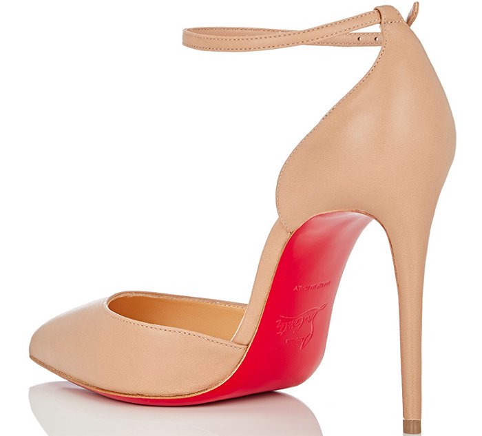 Christian Louboutin ‘Uptown’ Ankle-Strap Pumps in Beige