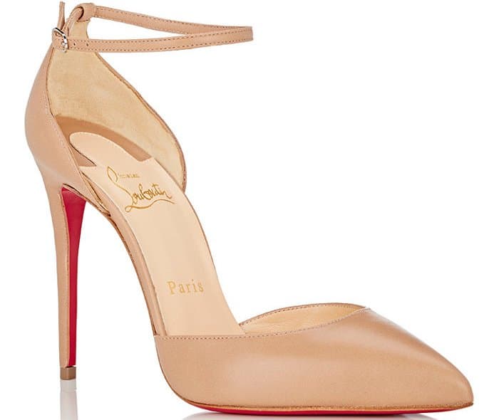 Christian Louboutin ‘Uptown’ Ankle-Strap Pumps in Beige