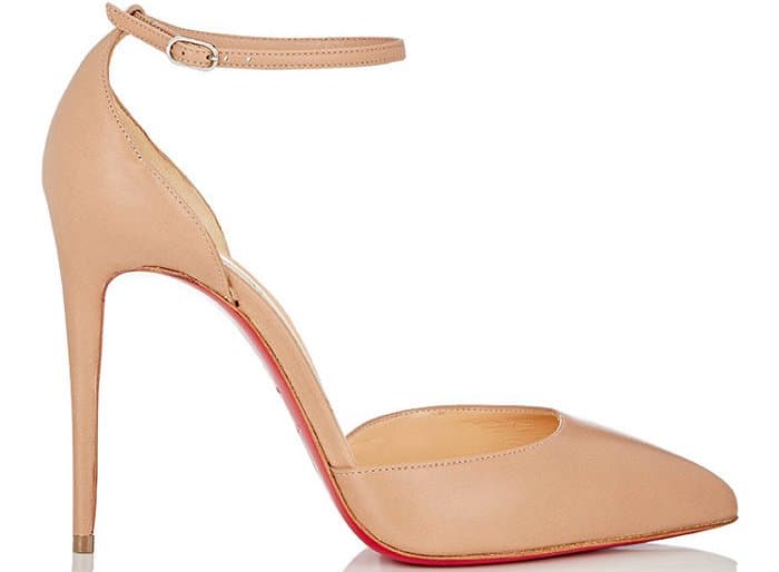 Christian Louboutin ‘Uptown’ Ankle-Strap Pumps in Beige