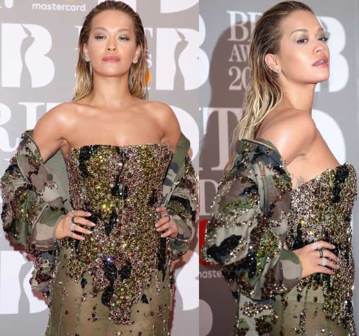 Rita Ora wearing Alexandre Vauthier at the 2017 Brit Awards