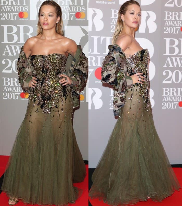 Rita Ora wearing Alexandre Vauthier at the 2017 Brit Awards