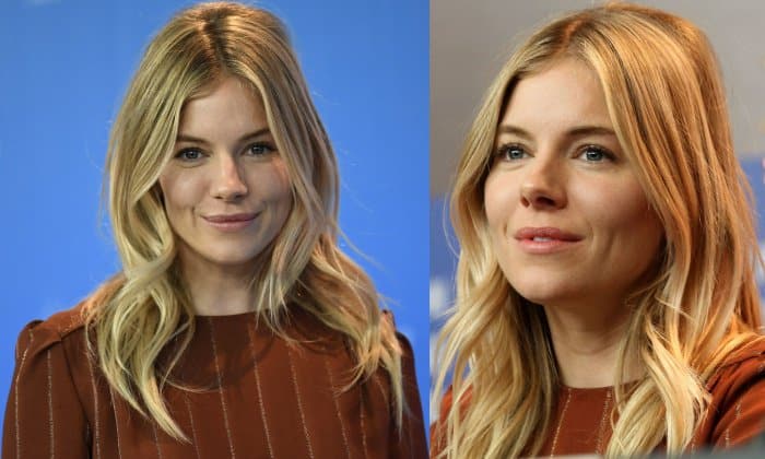 Sienna Miller opts for relaxed, tousled waves with a middle part