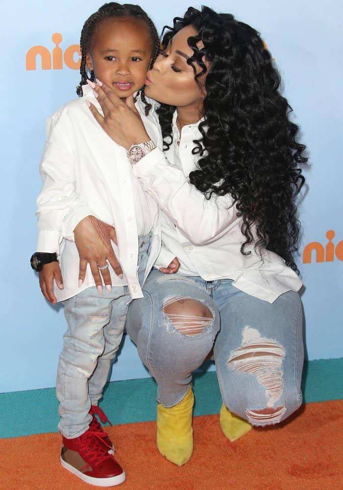 Blac Chyna posing with her four-year-old son King Cairo Stevenson