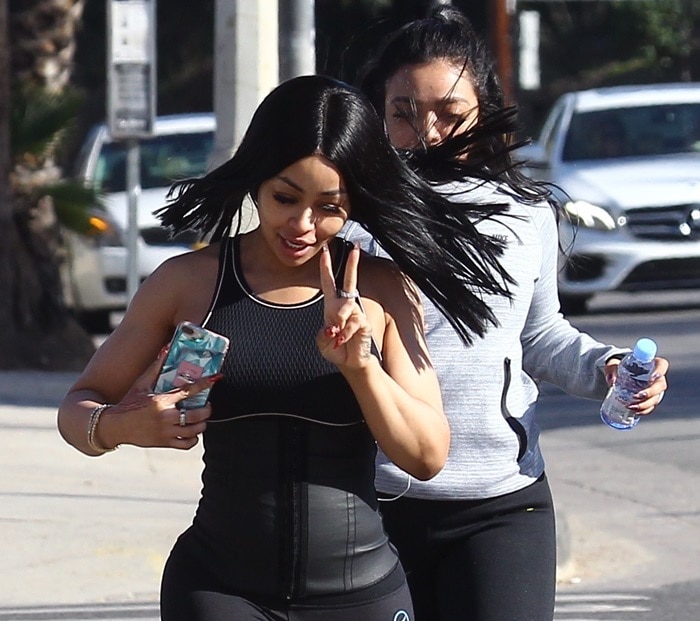 Blac Chyna goes for a run in black athletic gear