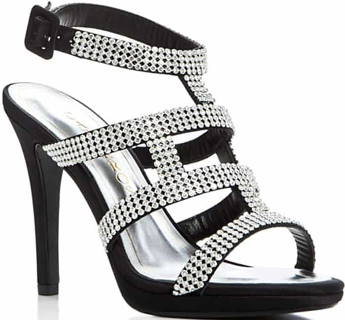 Caparros Elyzabeth embellished satin multi-strap high heel sandals