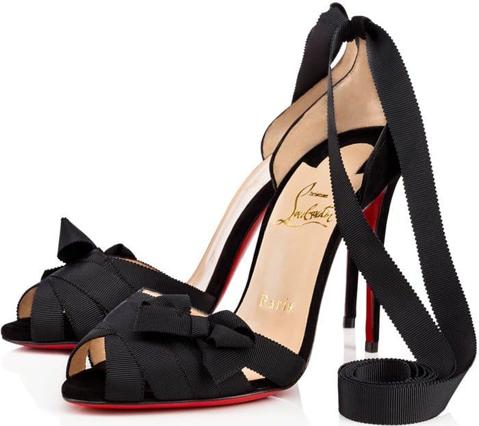 Christian Louboutin 'Christeriva' 100 Bow-Embellished Grosgrain and Suede Sandals