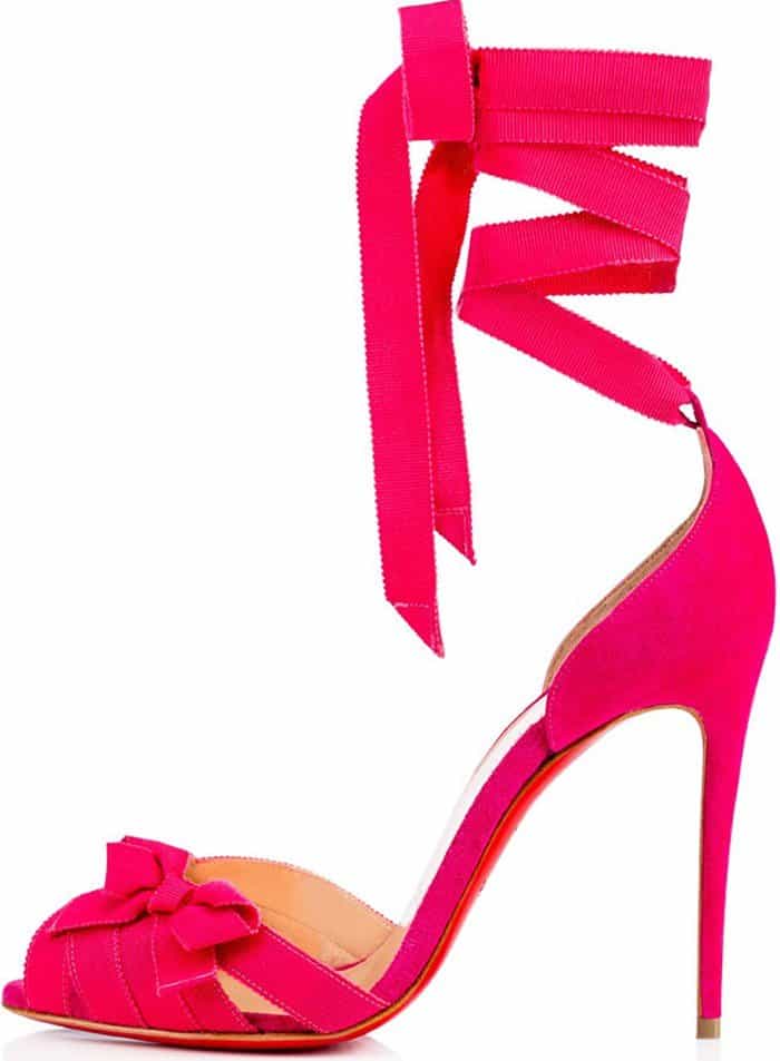 Christian Louboutin 'Christeriva' 100 Bow-Embellished Grosgrain and Suede Sandals
