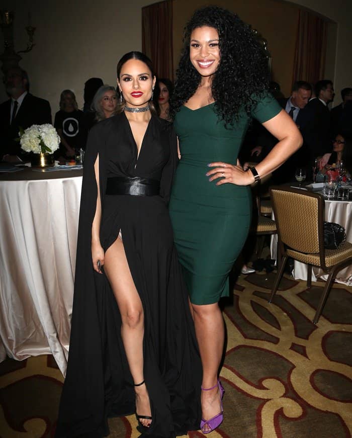At the Generosity.org Fundraiser for World Water Day 2017 in Beverly Hills on March 21, 2017, Jordin Sparks towers over Pia Toscano