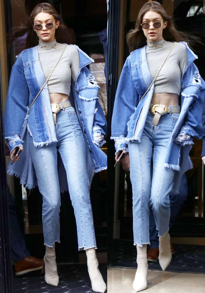 Gigi Hadid spotted leaving her hotel in Paris on March 2, 2017