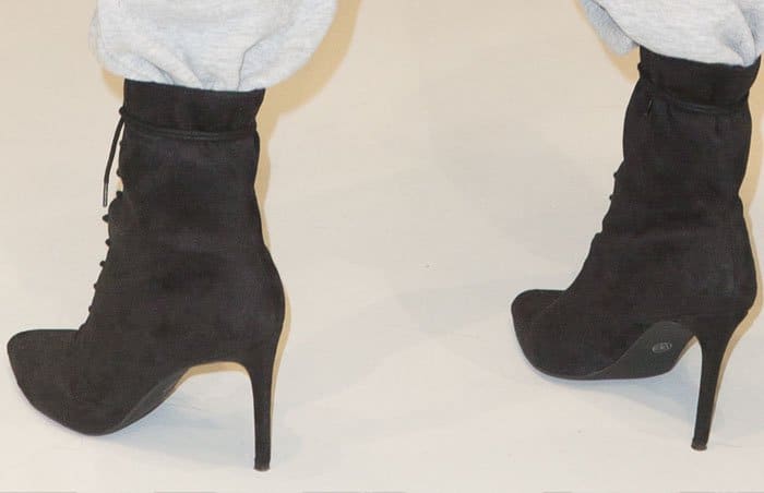 Jourdan Dunn wears one of her ankle boots from the Londunn + Missguided line