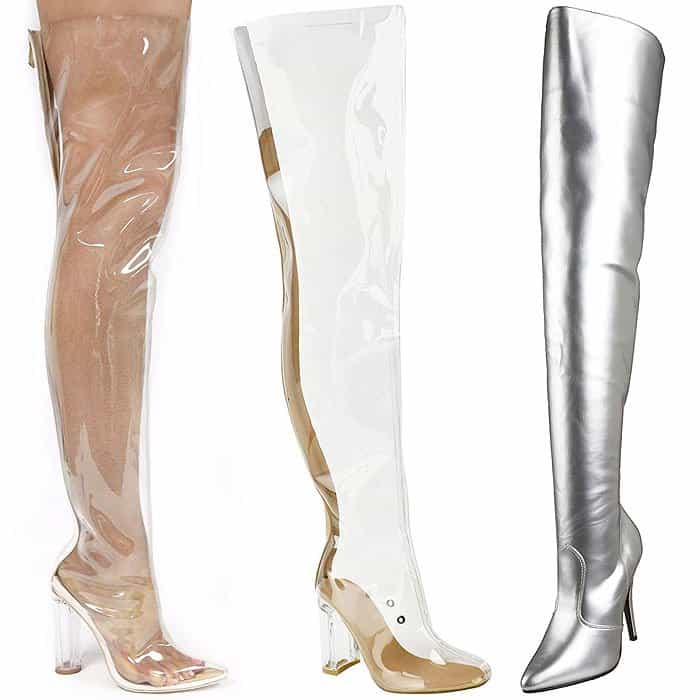 Clear Thigh-High Boots