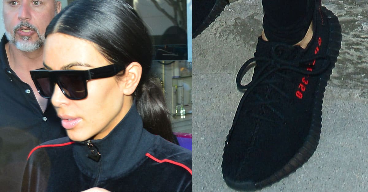 kim kardashian wearing yeezy 350