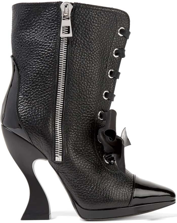 Loewe Patent-Trimmed Textured-Leather Boots