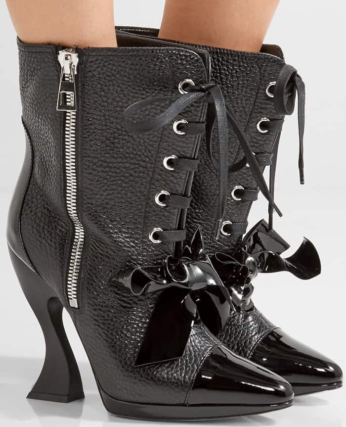 Loewe Patent-Trimmed Textured-Leather Boots