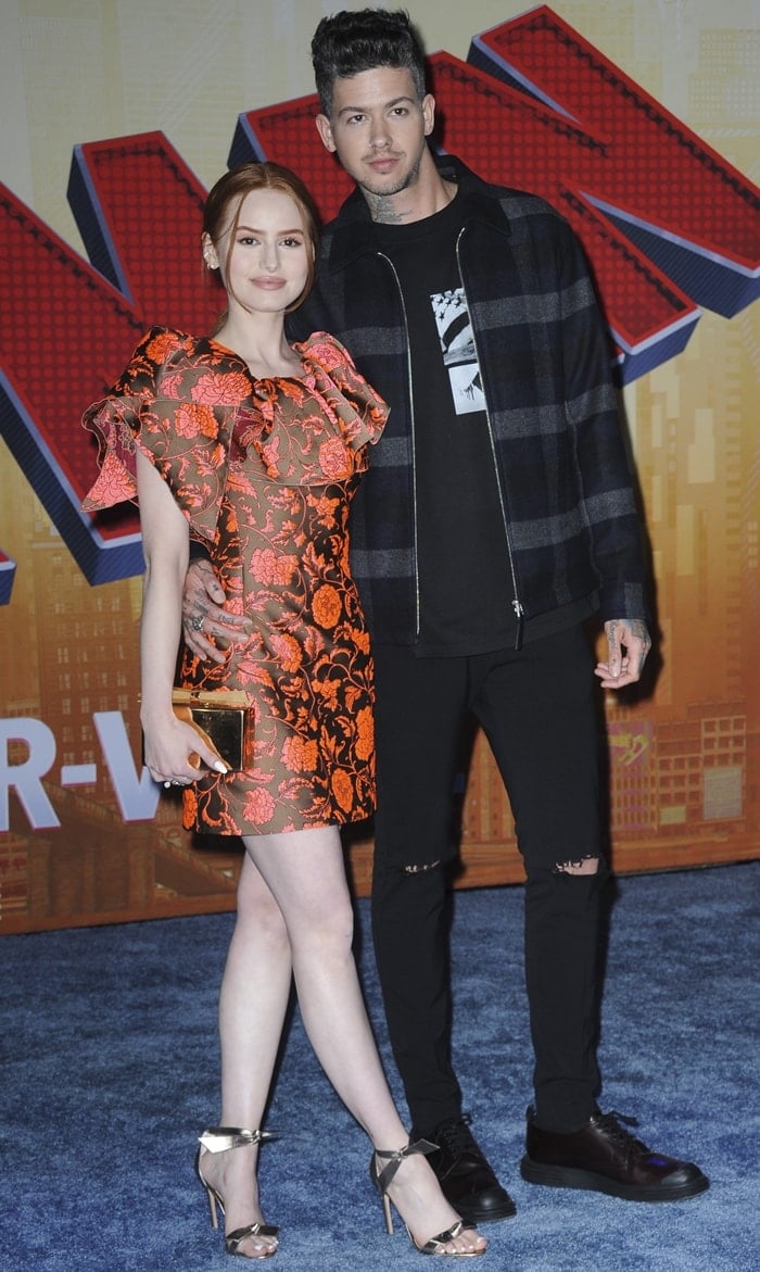 Madelaine Petsch and her boyfriend Travis Mills at the Spider-Man: Into The Spider-Verse premiere