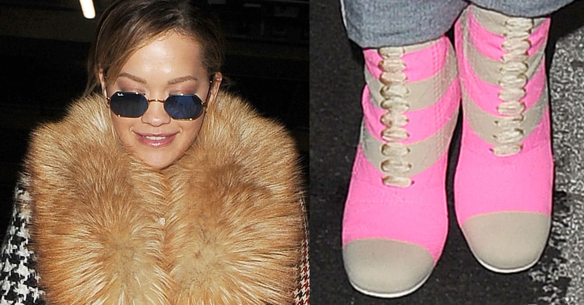 Rita Ora Unboxes Fendi Sock Boots at London Heathrow Airport