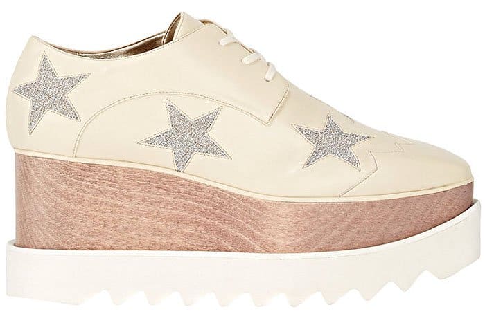 Stella McCartney Elyse Star-Cutout Platform Oxford Creepers in Ecru