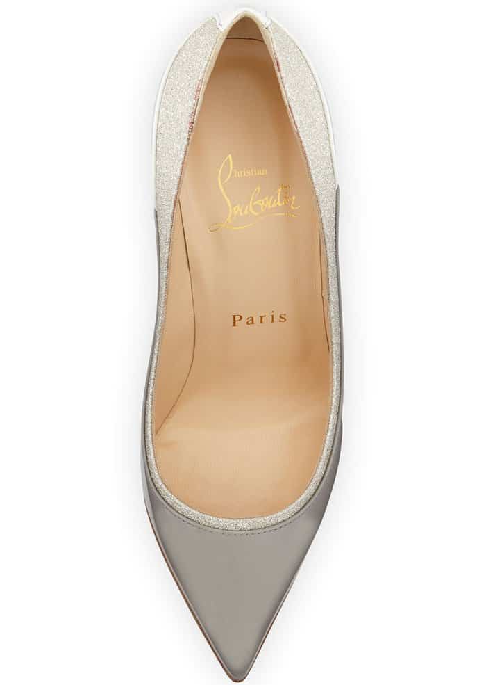 Christian Louboutin “Tucsick” Pumps in Grey and White Patent Leather