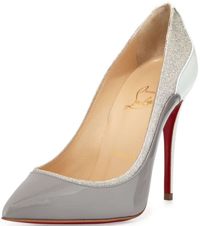 Christian Louboutin “Tucsick” Pumps in Grey and White Patent Leather