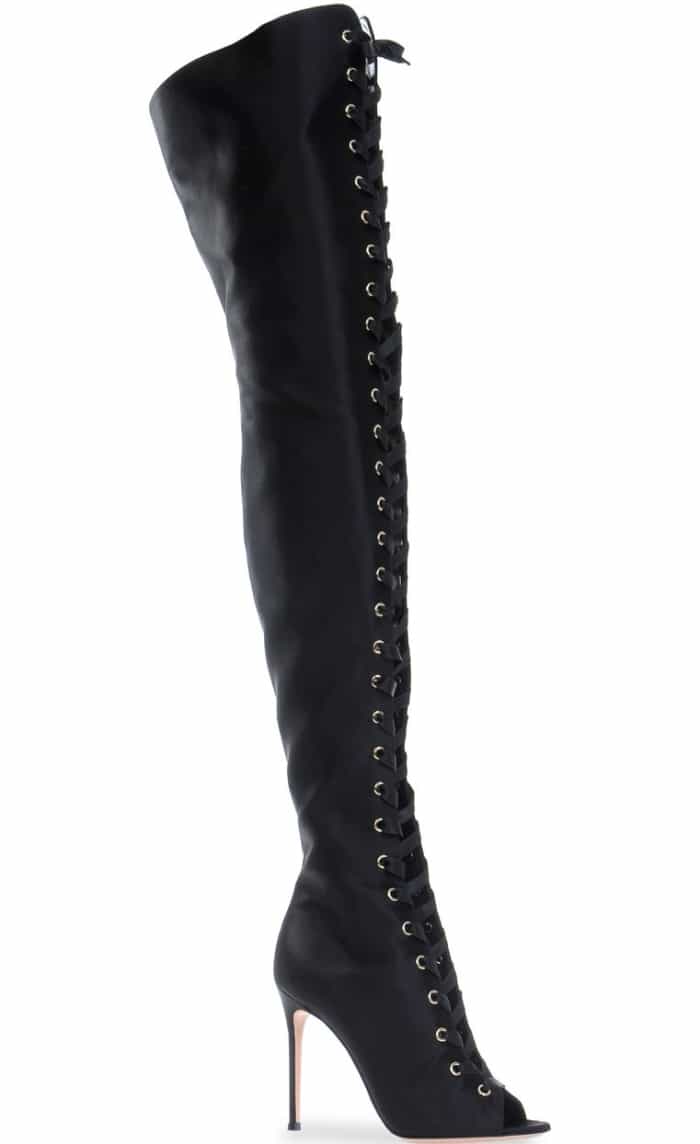 Gianvito Rossi “Marie” Boots in Black Satin