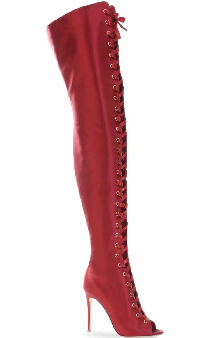 Gianvito Rossi “Marie” Boots in Red Satin