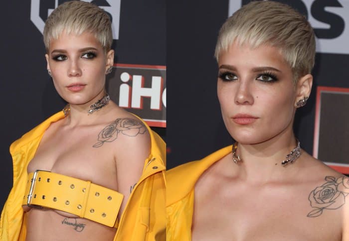 Halsey shows off her molten silver choker from Jennifer Fisher