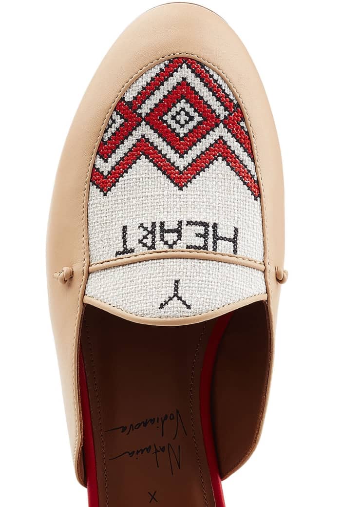 Malone Souliers x Natalia Vodianova “Neva” Leather Slippers with Linen Stitching