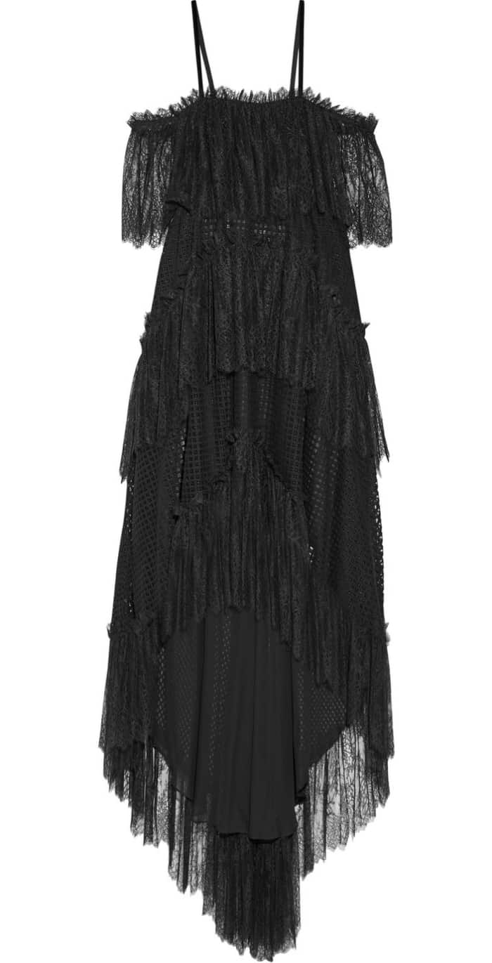 Philosophy di Lorenzo Serafini Asymmetric Tiered Off-the-Shoulder Cotton-Blend Lace Midi Dress