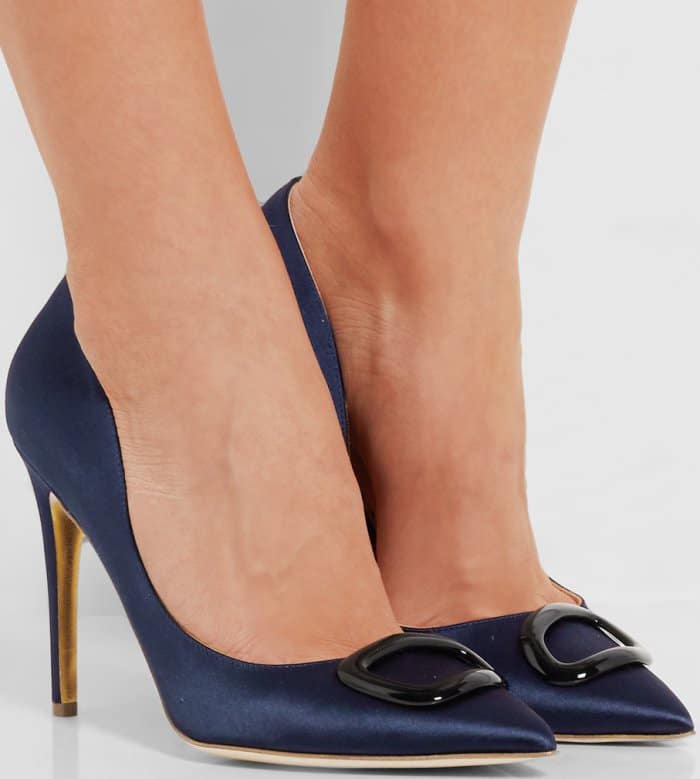 Rupert Sanderson “Etienne” Moonlight Embellished Satin Pumps