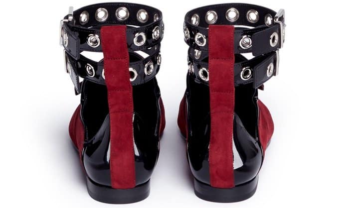 Self-Portrait x Robert Clergerie “Lolli” Eyelet Ankle Strap Suede Loafers in Dark Red
