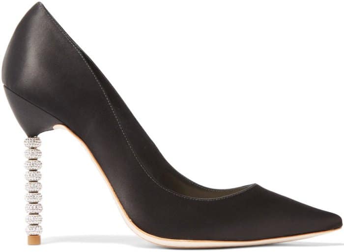 Sophia Webster “Coco Crystal” Pumps in Black Satin