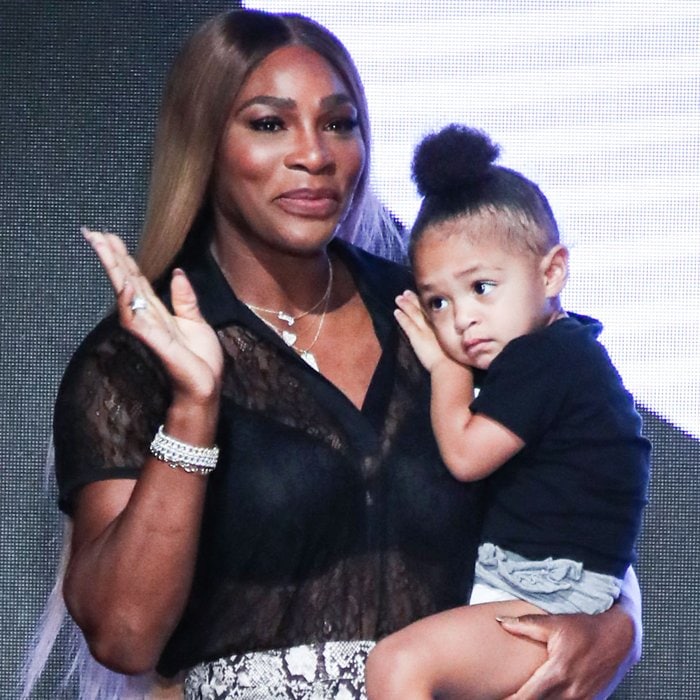 Serena Williams walks the runway with her daughter Alexis Olympia Ohanian Jr. at the S by Serena Williams fashion show in New York City