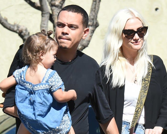 Ashlee Simpson and Evan Ross spotted crossing Ventura Boulevard with their daughter Jagger in Los Angeles.