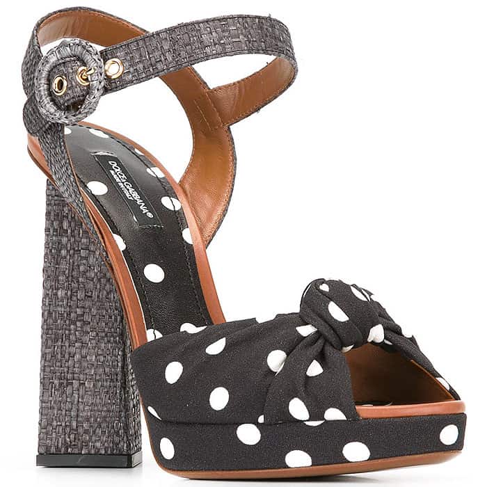 Dolce & Gabbana “Cady” Polka Dot Pyramid Heel Sandals