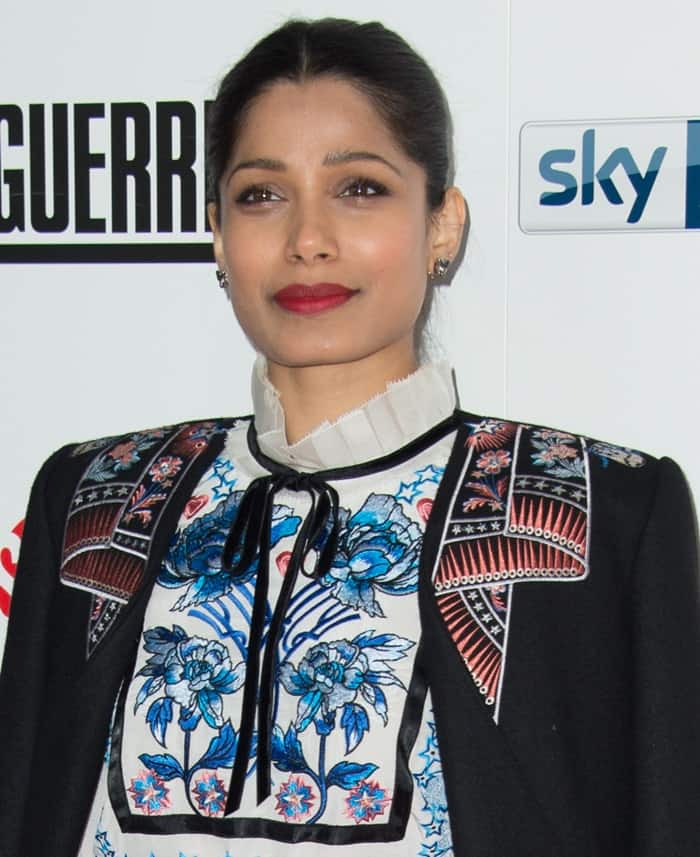 Freida Pinto at the "Guerrilla" UK TV premiere at the Curzon Bloomsbury in London