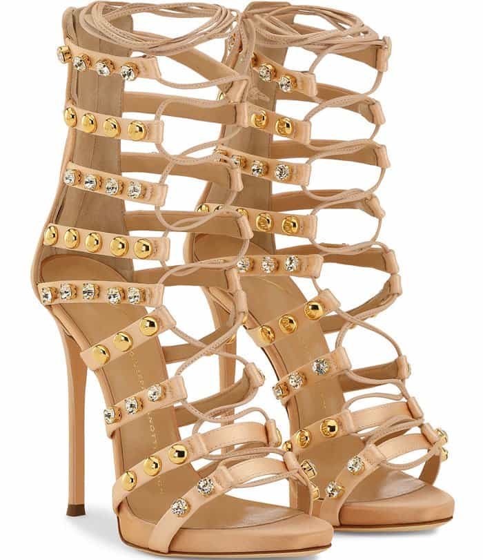 Giuseppe Zanotti Coline studded silk lace-up sandals