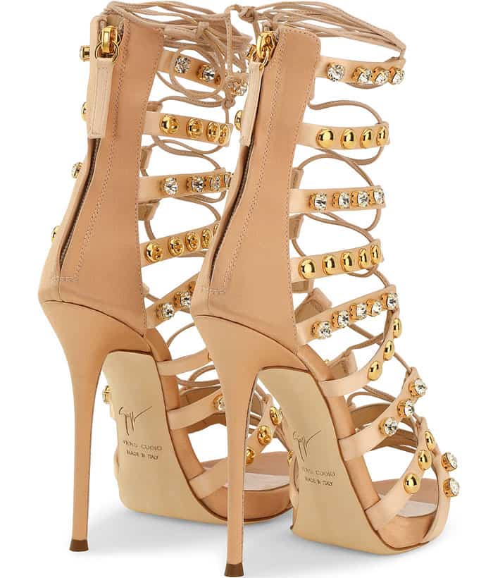 Giuseppe Zanotti Coline studded silk lace-up sandals