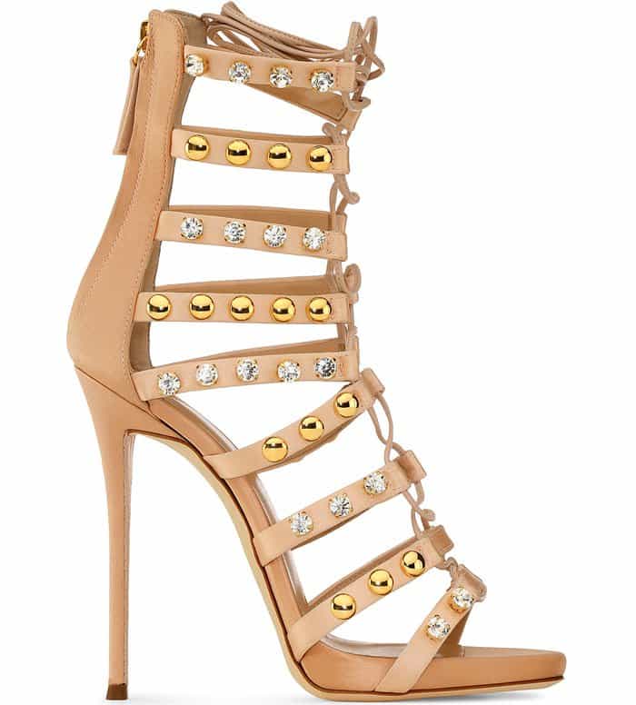 Giuseppe Zanotti Coline studded silk lace-up sandals