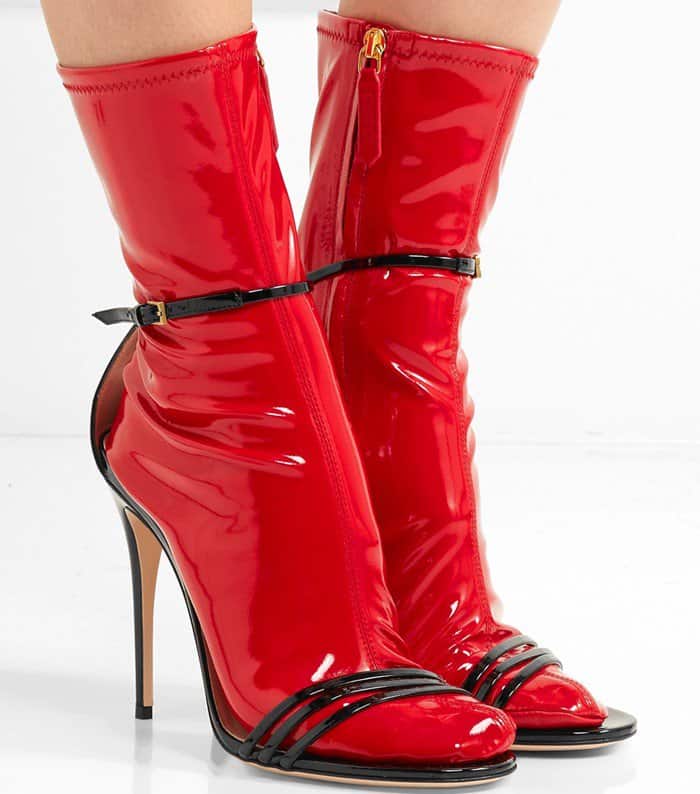 Gucci 'Ilse' Patent Leather Sandals With Removable Latex Socks