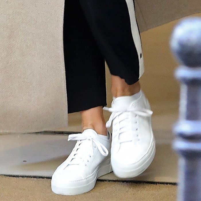 Jennifer Aniston's optic-white Common Projects "Tournament" platform sneakers