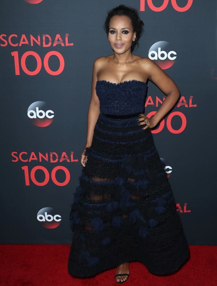 Kerry Washington in a strapless J. Mendel dress at ABC’s ‘Scandal’ 100th episode celebration, at Fig & Olive in West Hollywood on April 8, 2017