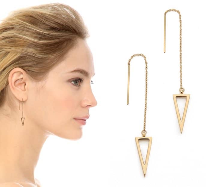 Rebecca Minkoff long triangle frame threader earrings