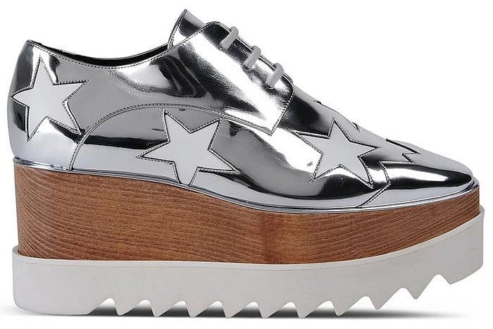 Stella McCartney "Elyse" Star-Cutout Platform Oxford Creepers in Indium/ White