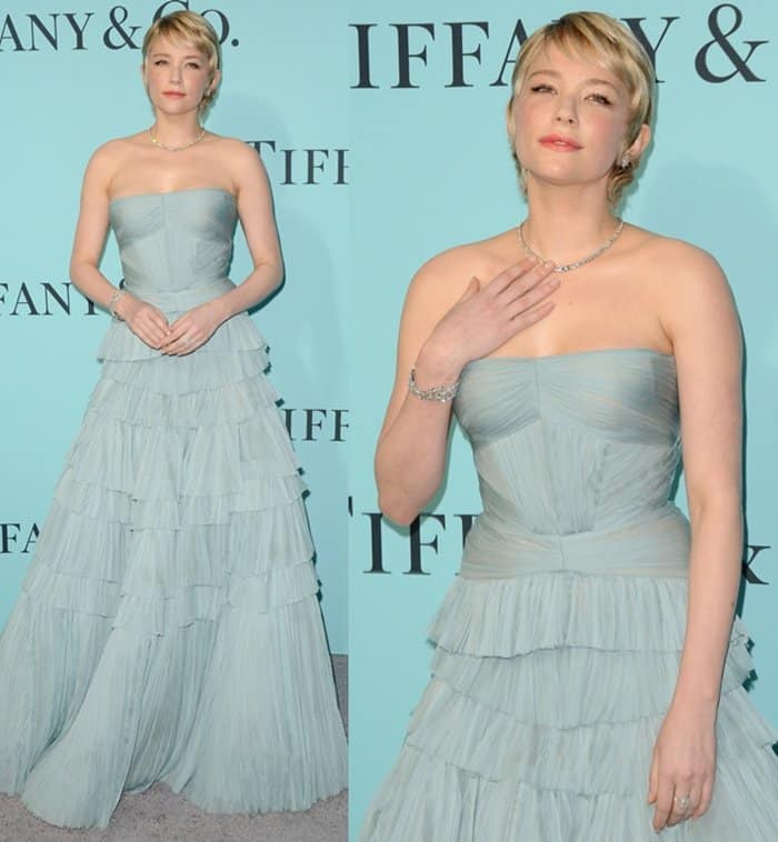 Haley Bennett embraced ethereal elegance in a tiered powder-blue J. Mendel gown, paired with $700,000 worth of sparkling Tiffany & Co. diamond jewelry at the Blue Book Gala