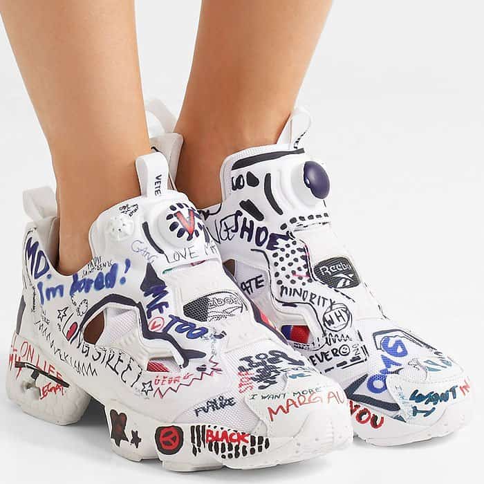Vetements x Reebok "Instapump Fury" sneakers with graffiti and scribbles