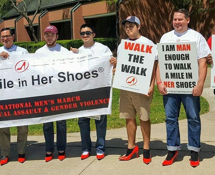 Students and faculty members of Lamar University march a mile together to support the cause