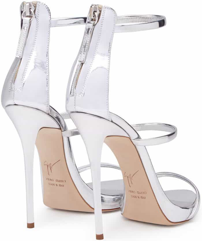 Giuseppe Zanotti "Harmony" Sandals in Mirrored Silver Leather