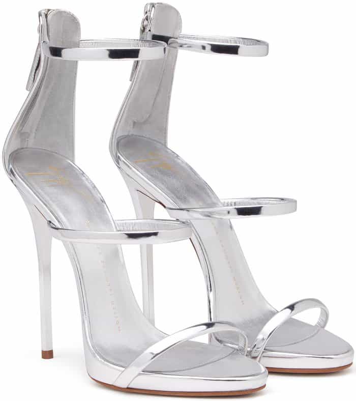 Giuseppe Zanotti "Harmony" Sandals in Mirrored Silver Leather