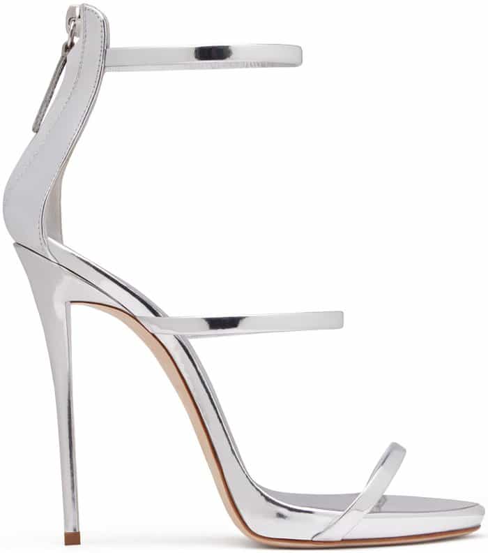 Giuseppe Zanotti "Harmony" Sandals in Mirrored Silver Leather