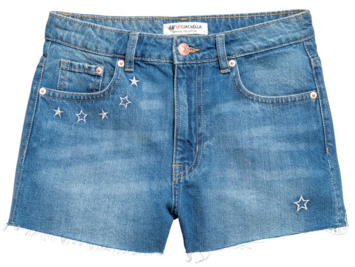H&M Loves Coachella Embroidered Denim Shorts